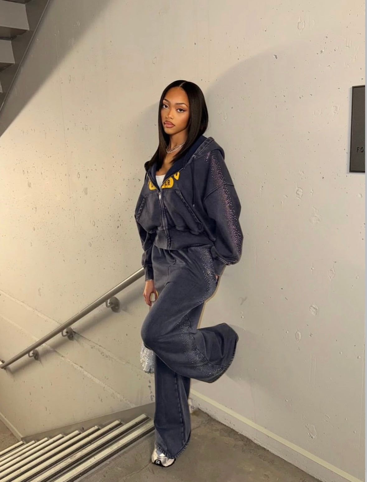 Customizable Rhinestone Sweatsuit Set